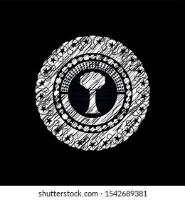 tree icon drawn chalk emblem, retro style, chalk or chalkboard texture