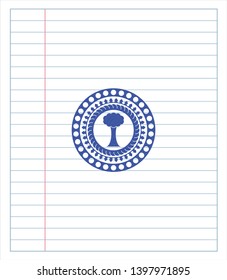 tree icon drawn with pen strokes. Blue ink. Vector Illustration. Detailed.