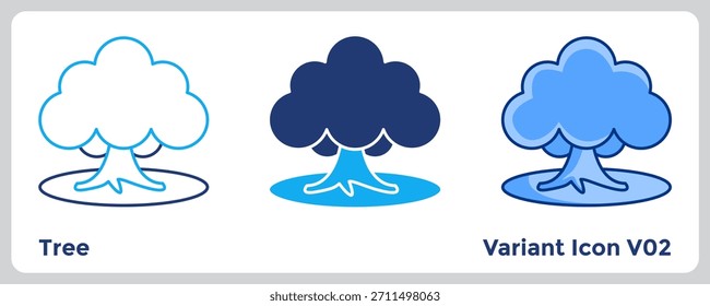 El icono del árbol mejora los temas del entorno natural en el contenido al aire libre. Azul, azul plano, estilo Dualtone.