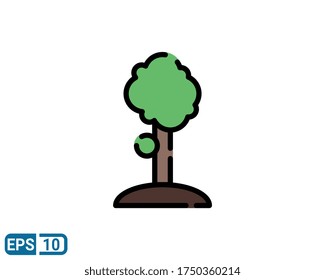 tree icon in filled line style. vector illustration for graphic design, website, UI isolated on white background. EPS 10