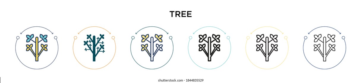 Tree icon in filled, thin line, outline and stroke style. Vector illustration of two colored and black tree vector icons designs can be used for mobile, ui, web