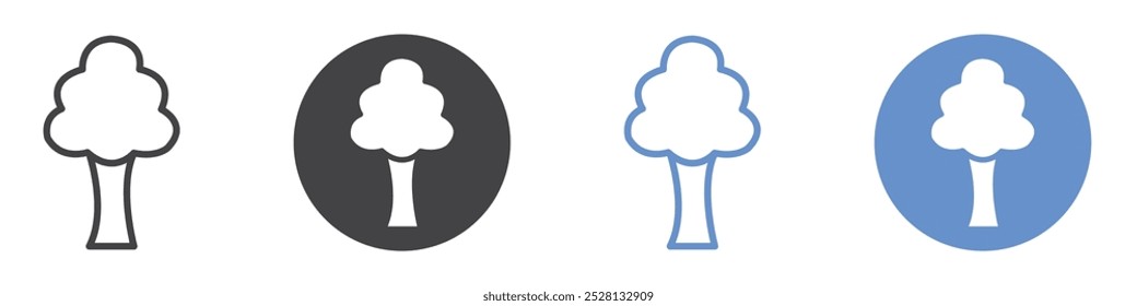 Tree icon Flat art in black and white isolated