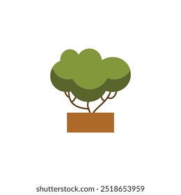 Tree icon in flat color style. Nature environment ecology plant of tree. Bonsai tree. Illustration of a bonsai tree. Design elements of nature illustration in cartoon style