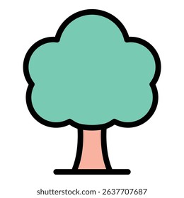 Tree icon flat line style illustration representing nature, growth, and environment, suitable for ecology, outdoor, and sustainability-related projects