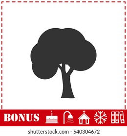 Tree icon flat. Simple vector symbol and bonus icon