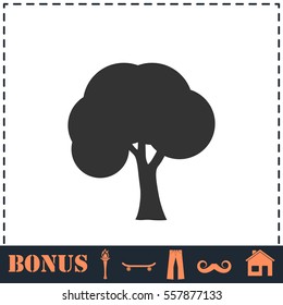 Tree icon flat. Simple vector symbol and bonus icon