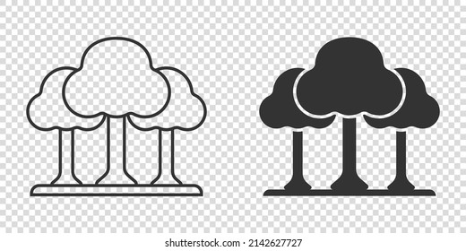 Tree icon in flat style. Forest vector illustration on white isolated background. Plant sign business concept.