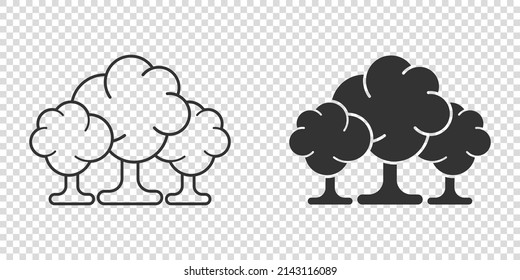 Tree icon in flat style. Forest vector illustration on white isolated background. Plant sign business concept.