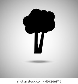 Tree icon. Flat style. Grey background. Vector illustration.