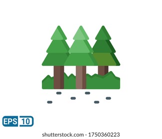 tree icon in flat style isolated on white background. Editable color. EPS 10
