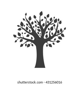 Tree Icon. Flat Vector Illustration In Black On White Background.