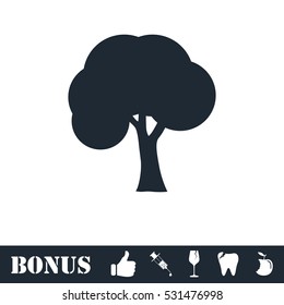 Tree icon flat. Vector illustration symbol and bonus pictogram