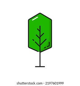 Tree icon of forest green plant and nature, tree with branches, vector line symbol. Flat isolated oak or fir tree icon for park landscape or garden and eco environment