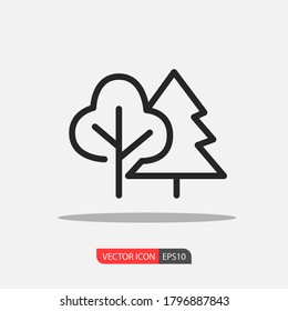 Baumsymbol. Waldsymbol. Flaches Webzeichen auf weißem Hintergrund. Vektorgrafik. Baumsilhouette-Symbol, Baumsymbol.