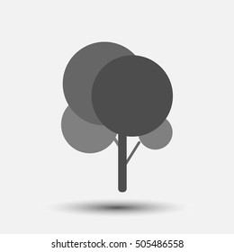 Tree icon. Forest symbol. Flat web sign on grey background