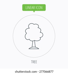 Tree icon. Forest wood sign. Nature environment symbol. Linear outline circle button. Vector