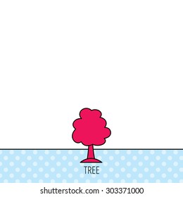 Tree icon. Forest wood sign. Nature environment symbol. Circles seamless pattern. Background with red icon. Vector