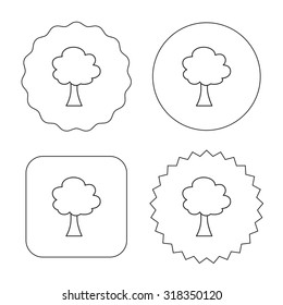 Tree icon. Forest wood sign. Nature environment symbol. Flat circle, star and emblem buttons. Labels design. Vector