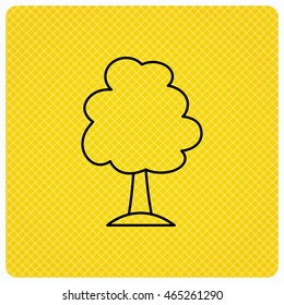 Tree icon. Forest wood sign. Nature environment symbol. Linear icon on orange background. Vector