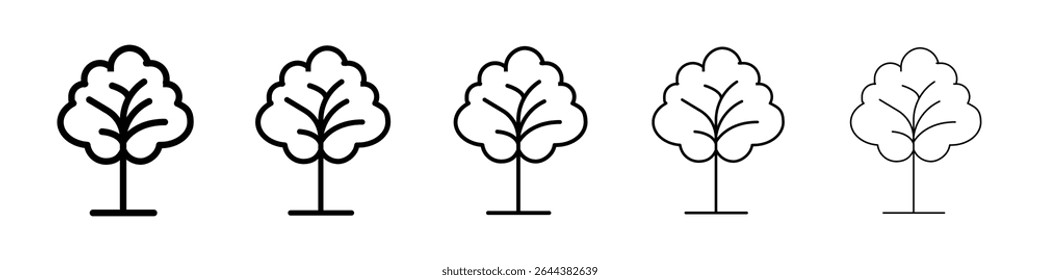 Tree icon graphic set. trendy stroke line style