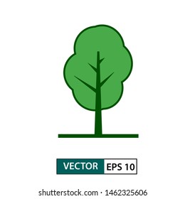 Tree icon. Green colour style. Isolated on white background. Vector illustration EPS 10