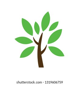 Tree icon with green leaves, vector illustration.