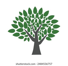 tree icon with green leaves, vector art, graphics