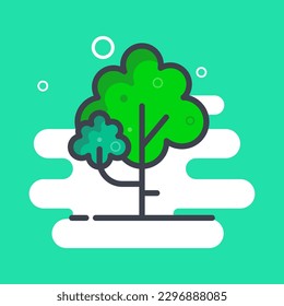 Tree icon. Green and spring plants with leaves. Forest and garden symbol. Vector illustration.
