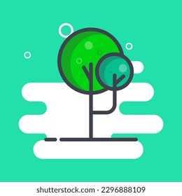 Tree icon. Green and spring plants with leaves. Forest and garden symbol. Vector illustration.