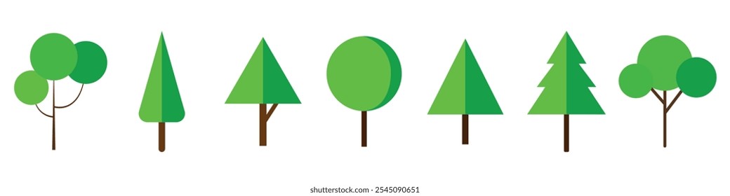 Tree, Tree icon, Green Trees Icons in Flat Style Collection. can be used to illustrate any nature or healthy lifestyle topic. 