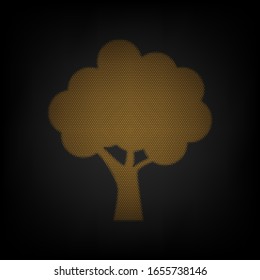 Tree icon. Icon as grid of small orange light bulb in darkness. Illustration.