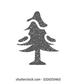 Tree icon in grunge texture. Vintage style vector illustration.