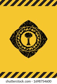 tree icon grunge warning sign emblem. Vector Illustration. Detailed.