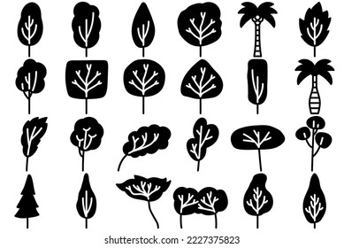 Tree icon. Hand drawn tree iconset.