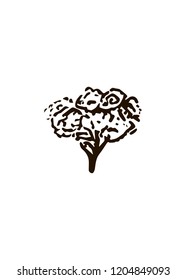 Tree icon in hand drawn scandinavian style. For print and decor. Vector illustration.