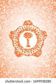 tree icon inside abstract orange mosaic emblem