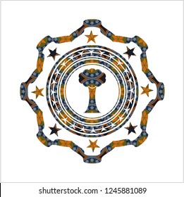 tree icon inside arabesque badge. arabic decoration.