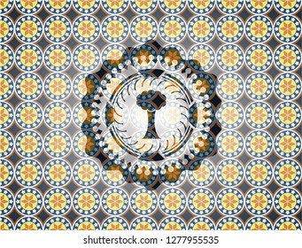 tree icon inside arabic emblem. Arabesque decoration.