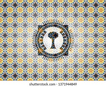 tree icon inside arabic emblem. Arabesque decoration.