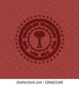 tree icon inside badge with red background