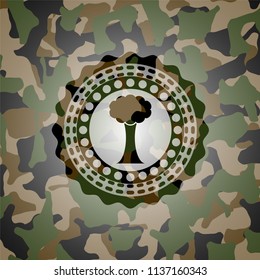 tree icon inside camo texture