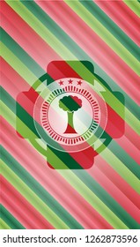 tree icon inside christmas badge background.