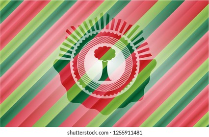 tree icon inside christmas emblem background.