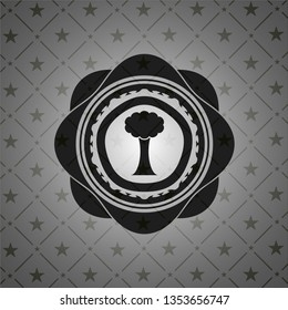 tree icon inside dark emblem. Retro