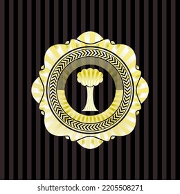 tree icon inside gold badge or emblem. 