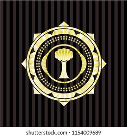 tree icon inside gold shiny badge