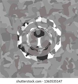 tree icon inside grey camo texture