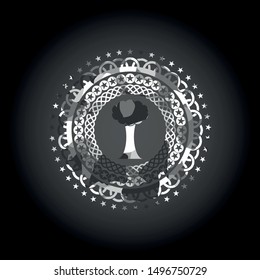 tree icon inside grey camo texture