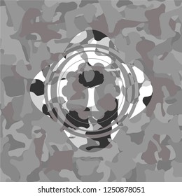 tree icon inside grey camouflage texture