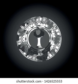 tree icon inside grey camouflage texture